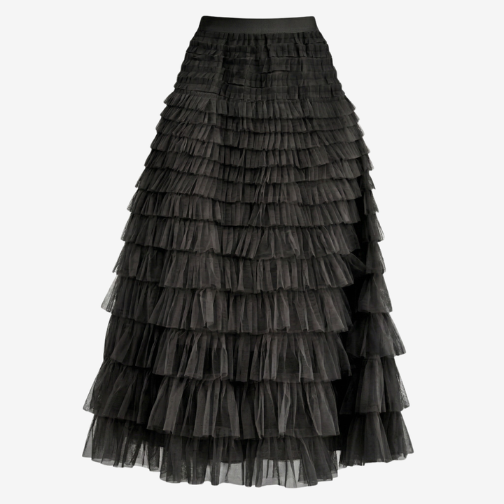 NOMU | Women’s Layered Ruffle Tulle Midi Skirt
