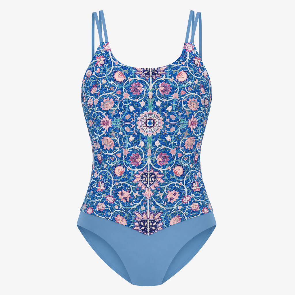 NOMU | Women's Asymmetrical Tankini Swimsuit Set – Printed Tummy Control Top with High Waist Bottoms