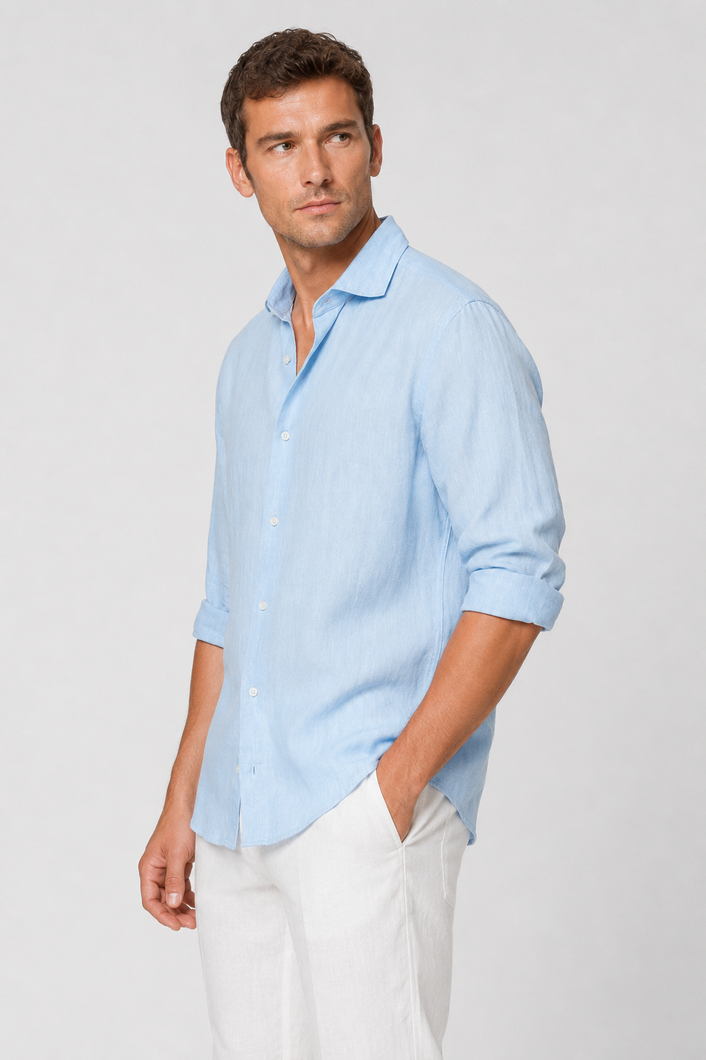 NOMU | Men's Lightweight Linen Button Down Shirt – Casual Long Sleeve Summer Top