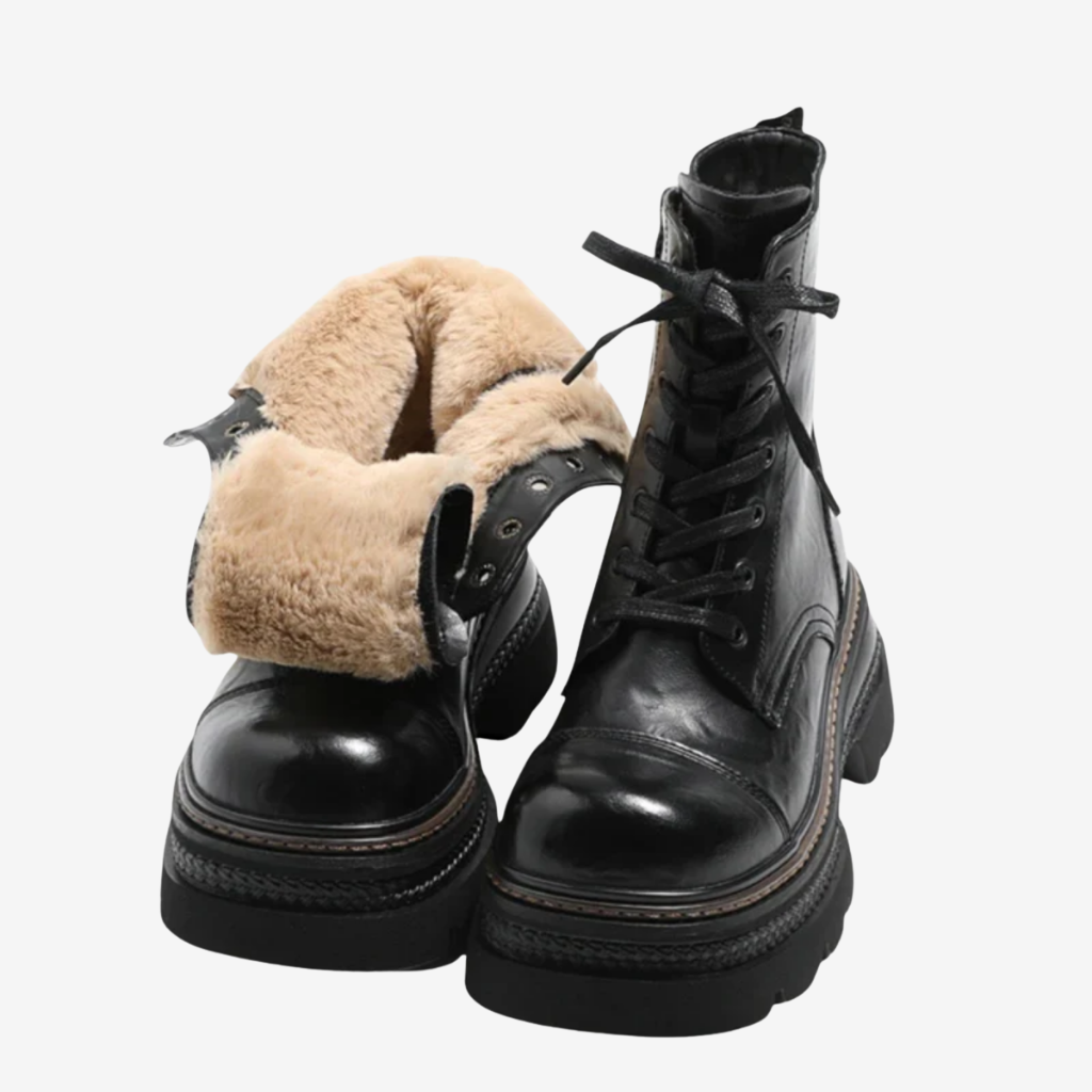 NOMU | Women's Chunky Combat Boots – Lace-Up Platform Ankle Boots