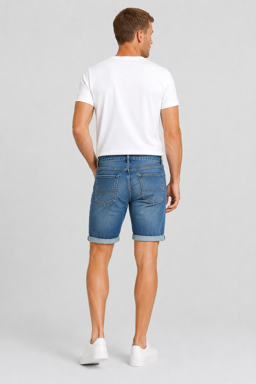 NOMU | Men's Slim Fit Denim Shorts – Casual Rolled Hem Stretch Jean Shorts