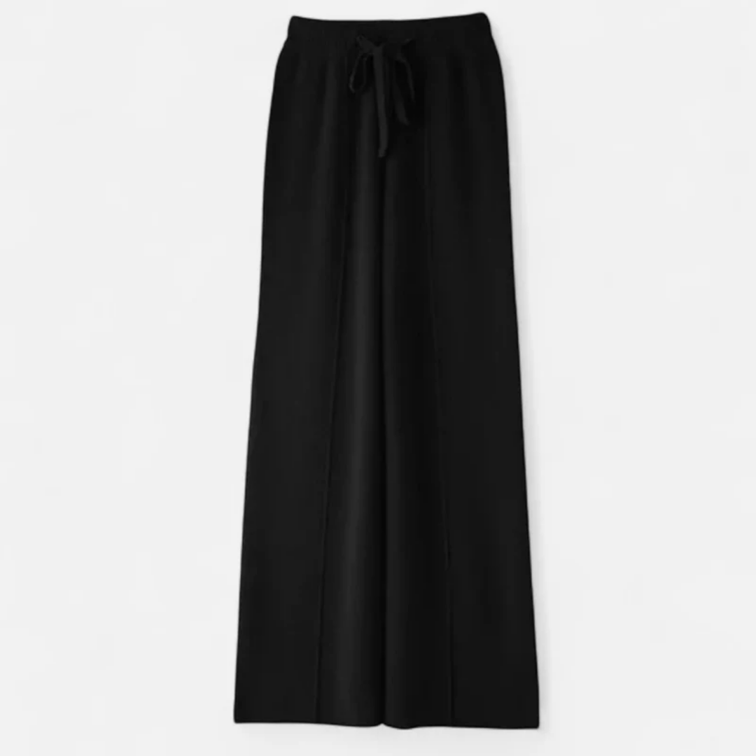 NOMU | Women's Knit Wide Leg Pants – Soft Drawstring Lounge Trousers