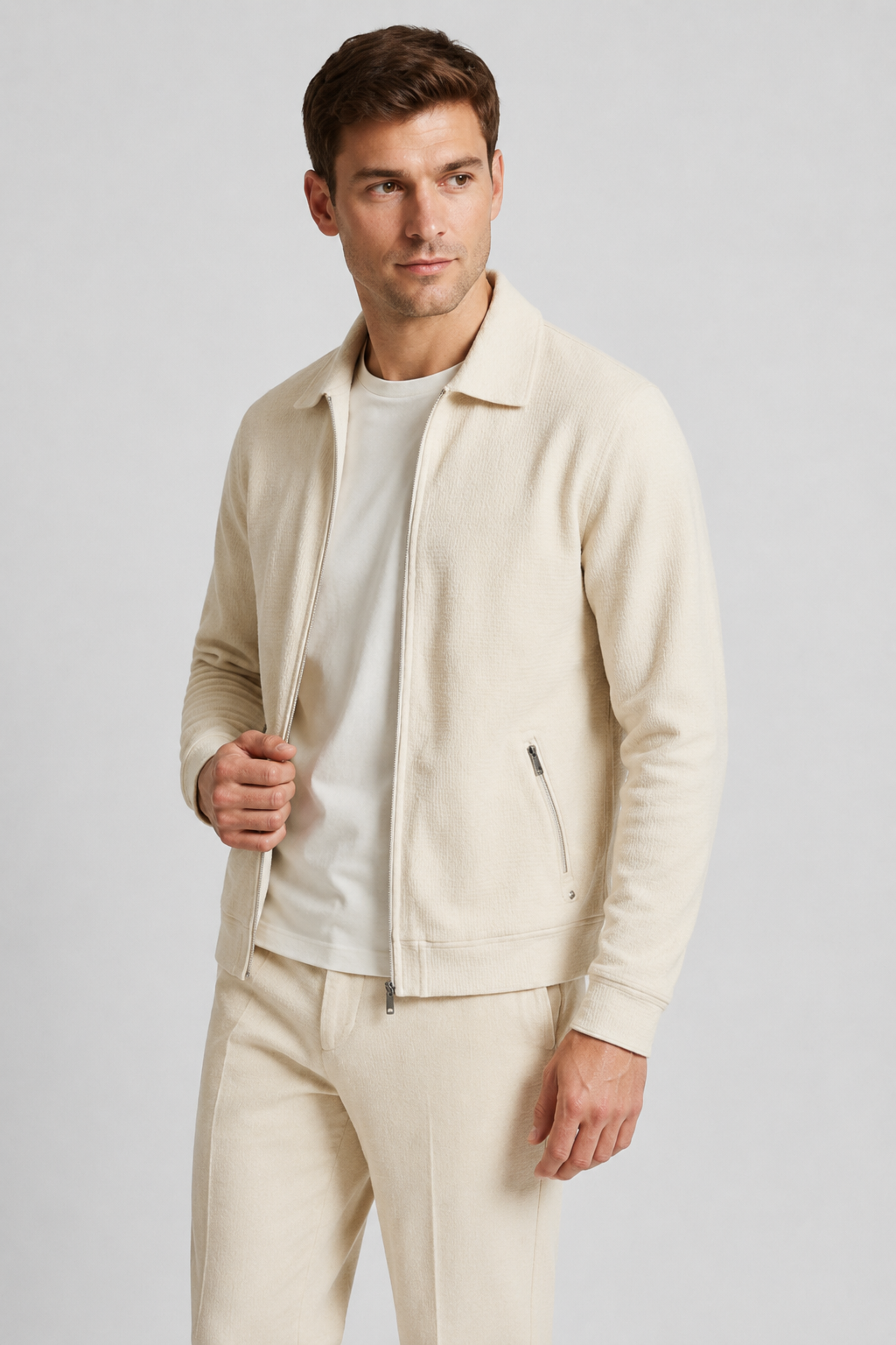 NOMU | Men's Textured Zip-Up Jacket – Minimalist Smart Casual Outerwear