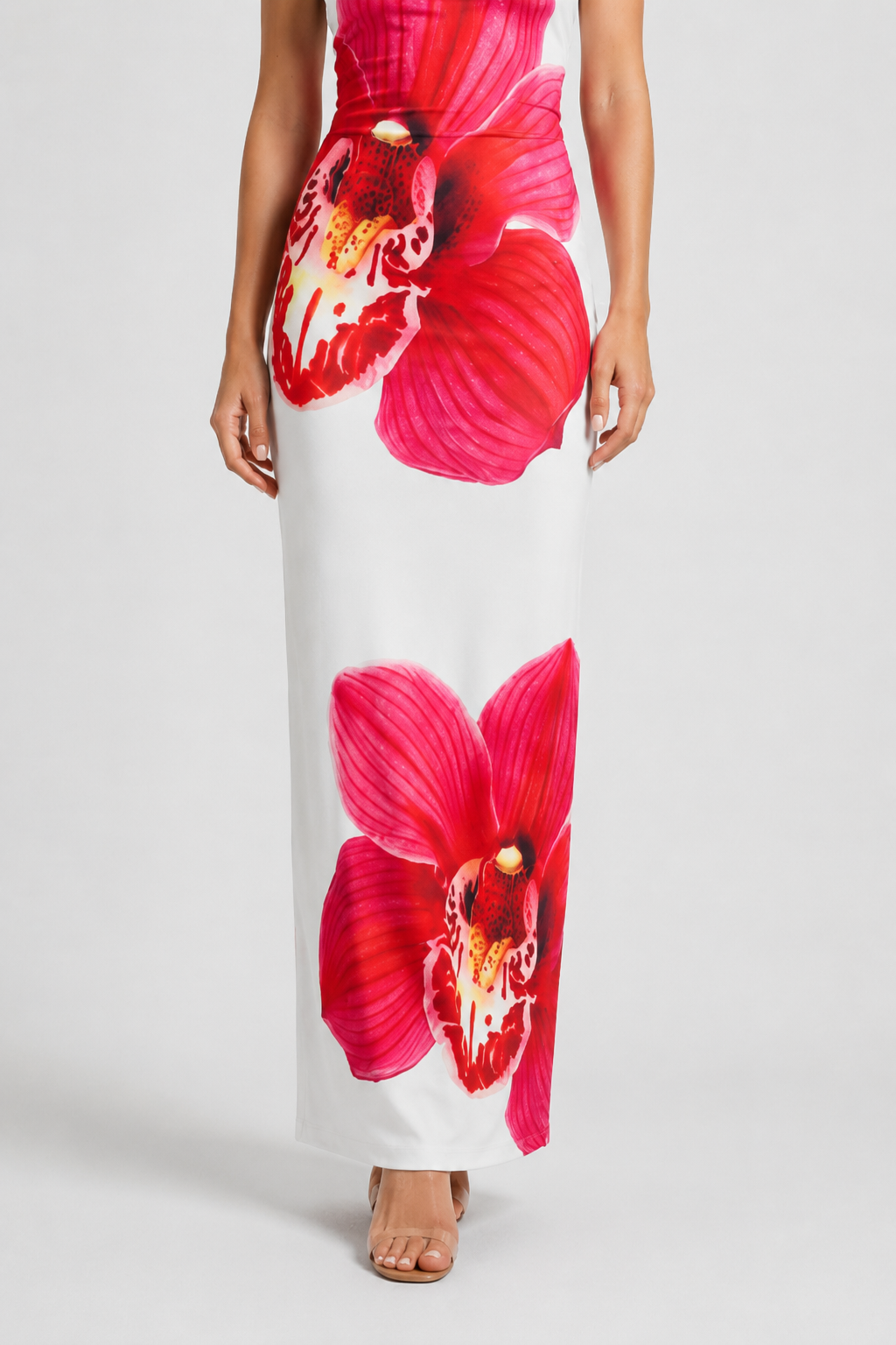 NOMU | Women's Strapless Maxi Dress – Floral Print Bodycon Fitted Design