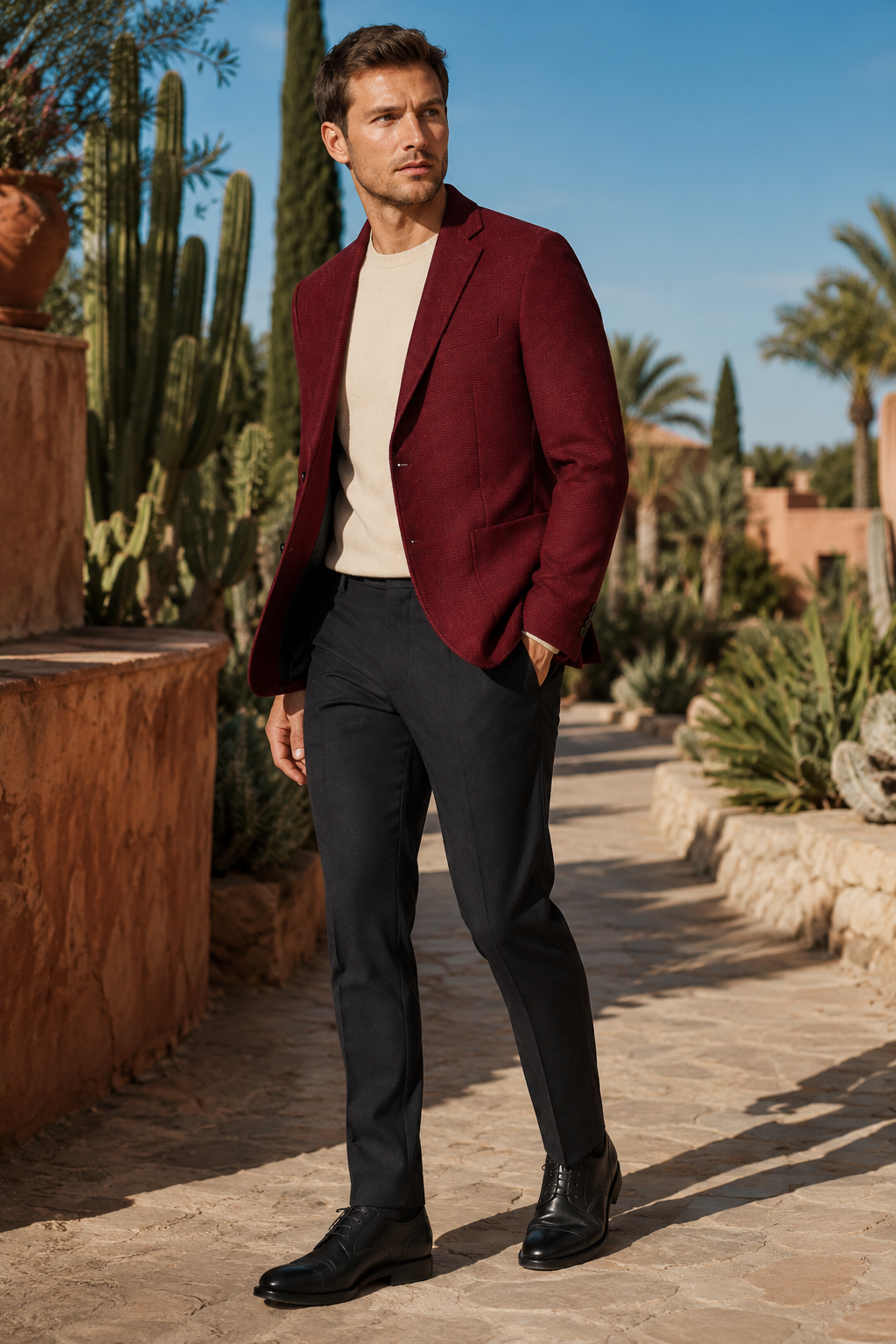 NOMU | Men's Textured Tailored Blazer – Smart Casual Single-Breasted Jacket