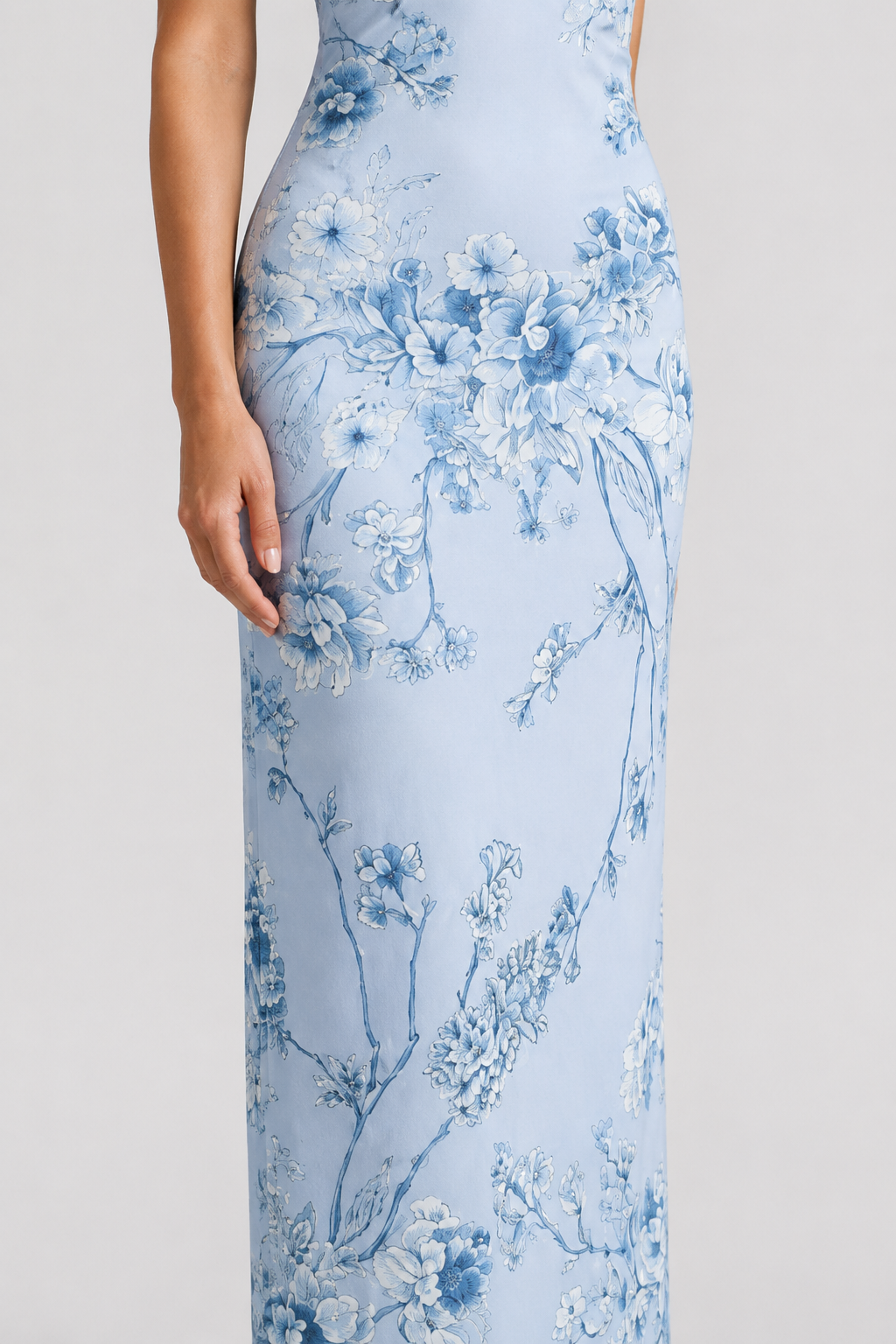 NOMU | Women's Floral Print Satin Maxi Dress – Elegant Spaghetti Strap Slip Dress