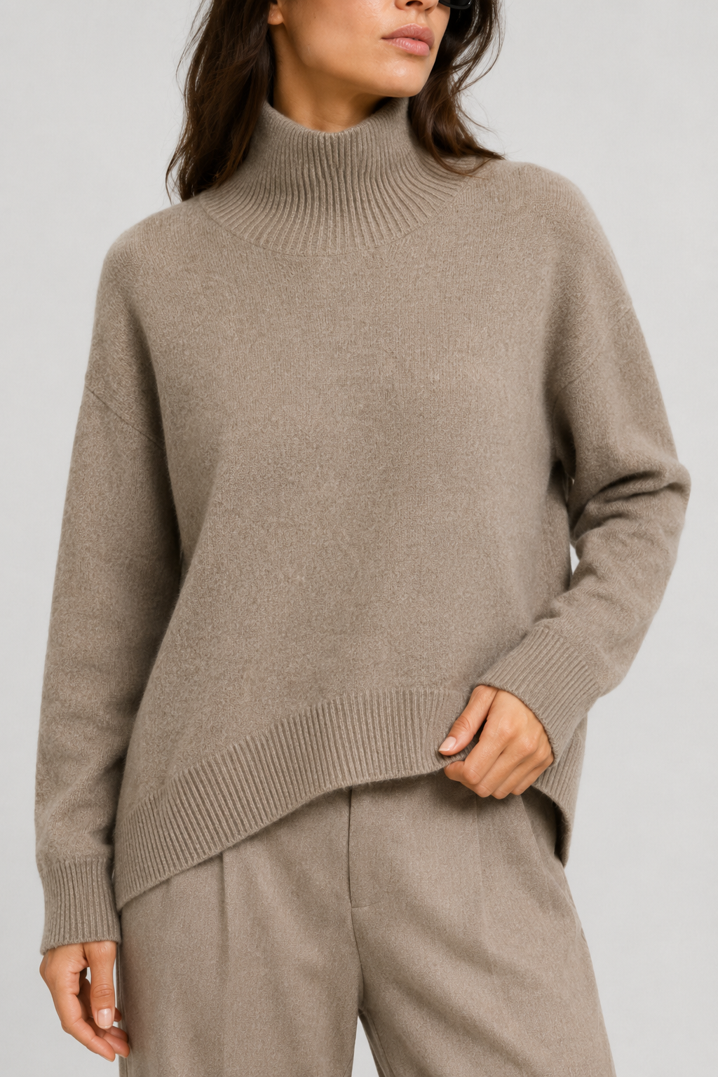NOMU | Women's Oversized Turtleneck Sweater – Soft Relaxed Knit Pullover