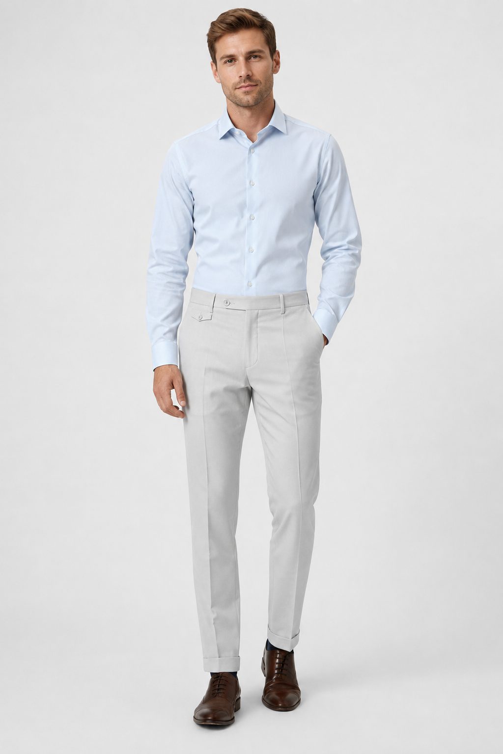 NOMU | Men's Slim Fit Ankle Dress Trousers – Modern Tailored Formal Pants