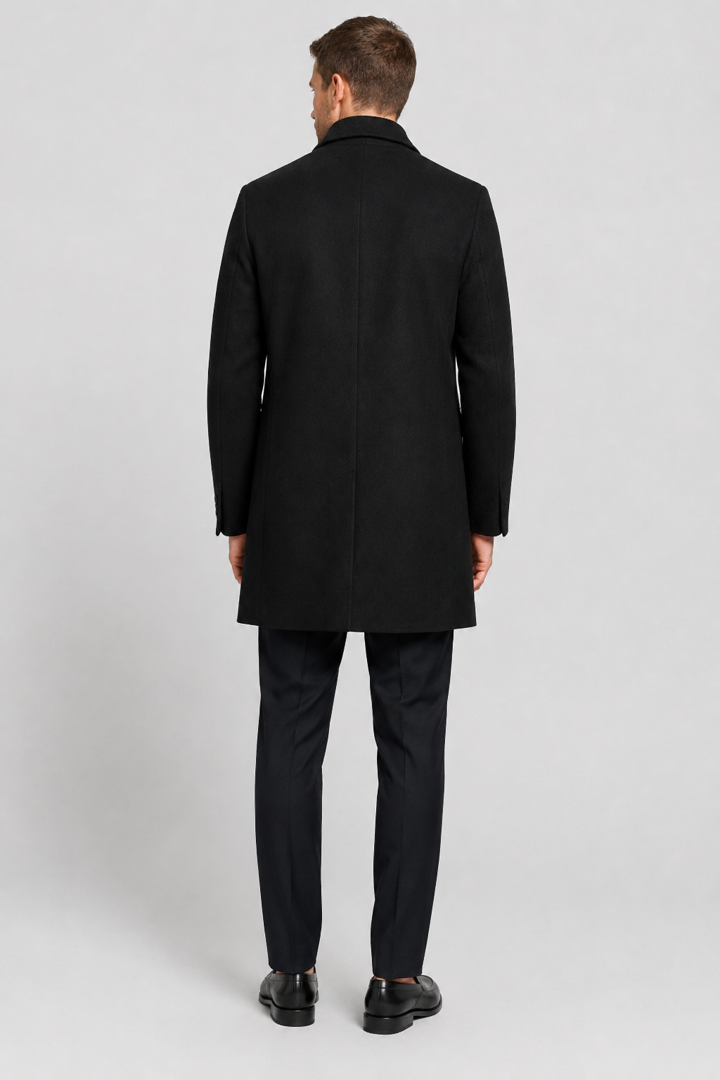 NOMU | Men's Classic Wool Blend Overcoat – Tailored Single-Breasted Coat