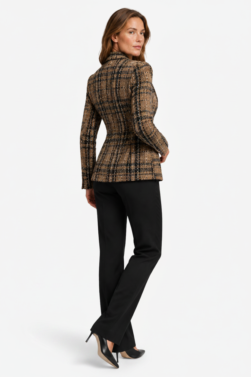 NOMU | Women's Tailored Blazer – Single Button Closure and Flap Pocket Design