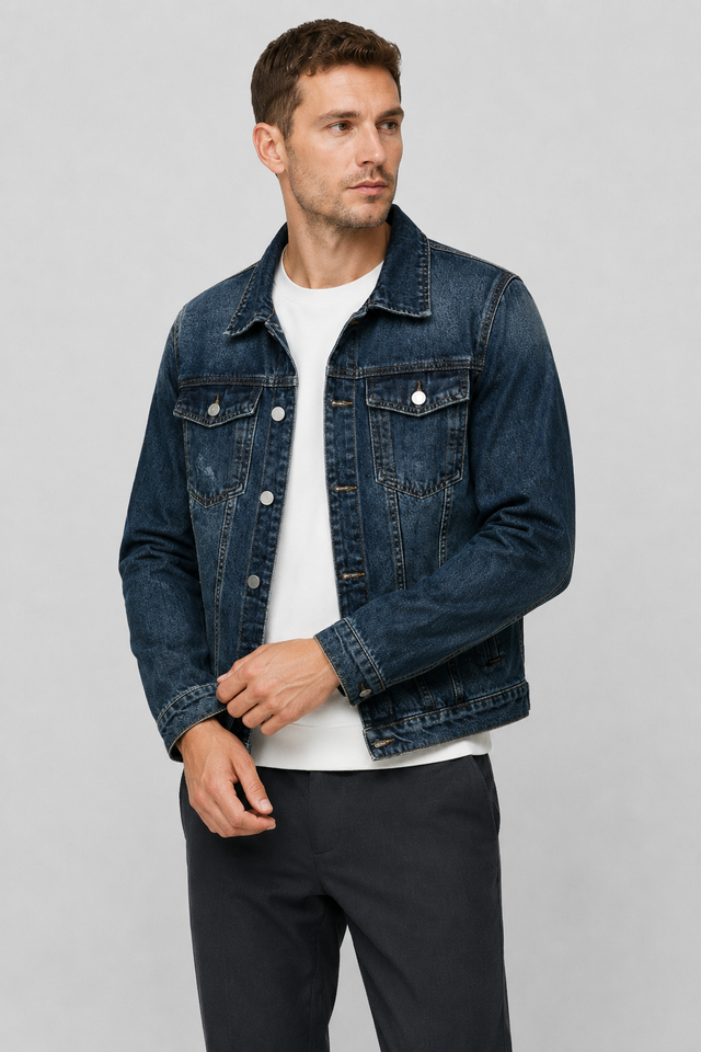 NOMU | Men's Classic Denim Jacket – Casual Vintage Wash Trucker Outerwear