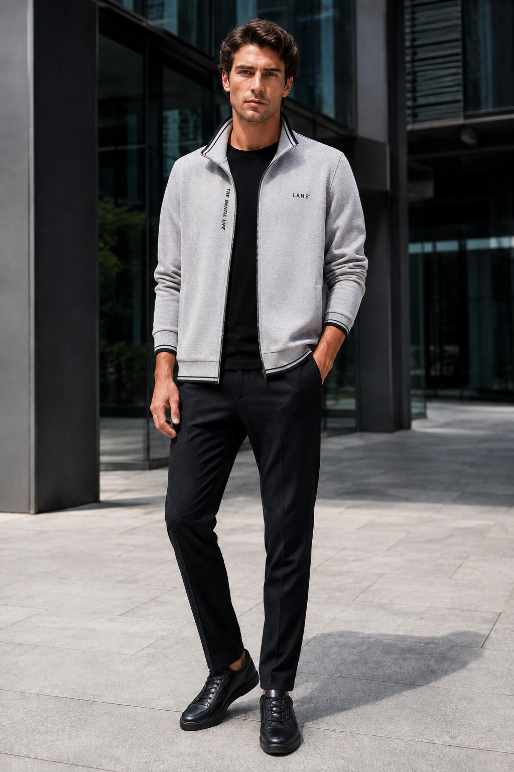 NOMU | Men's Tracksuit – Zip-Up Stand Collar Ribbed Trim Design