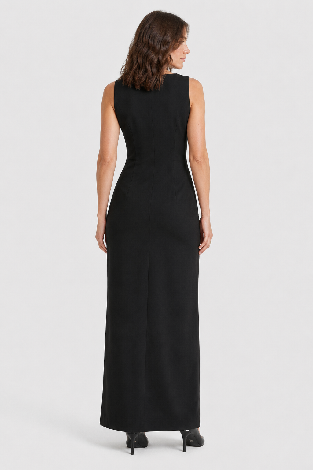 NOMU | Women's Bodycon Maxi Dress – Sleeveless Side Slit Fitted Design