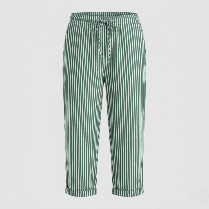 NOMU | Women's Striped Drawstring Pants – Relaxed Fit Casual Ankle Trousers