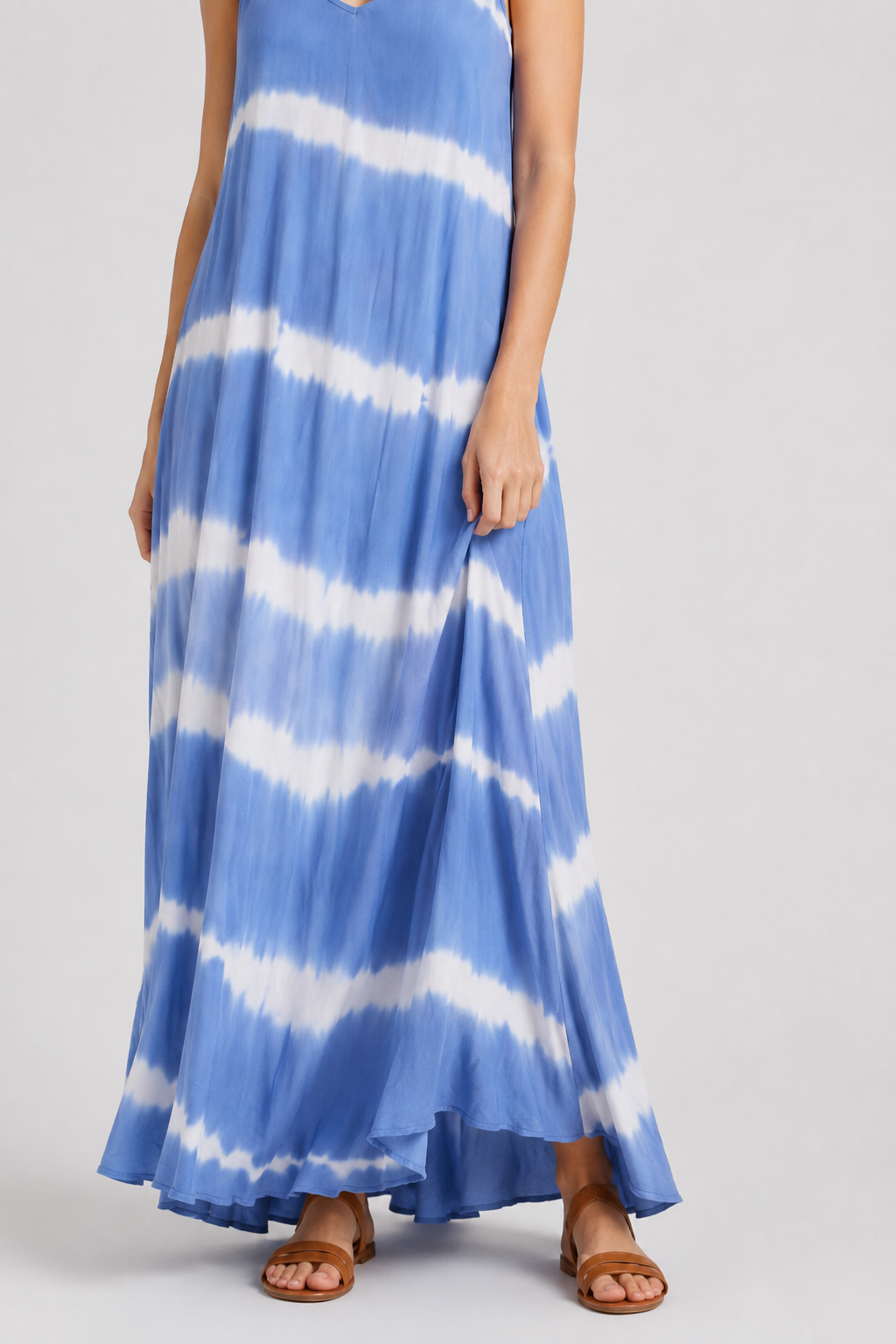 NOMU | Women's Tie Dye Maxi Dress – Spaghetti Strap V Neck Relaxed Fit Design