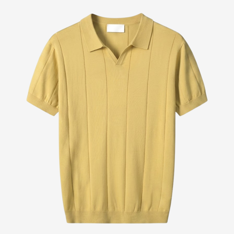 NOMU | Men's Knit Polo Shirt – Vertical Ribbed Casual Design