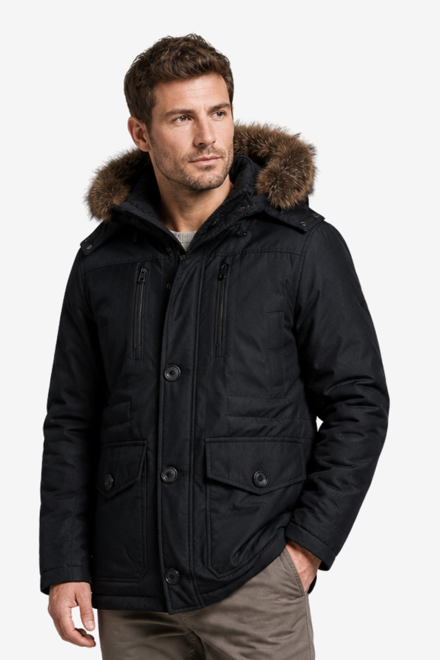 NOMU | Men's Winter Hooded Jacket – Faux Fur Trim Insulated Outdoor Design