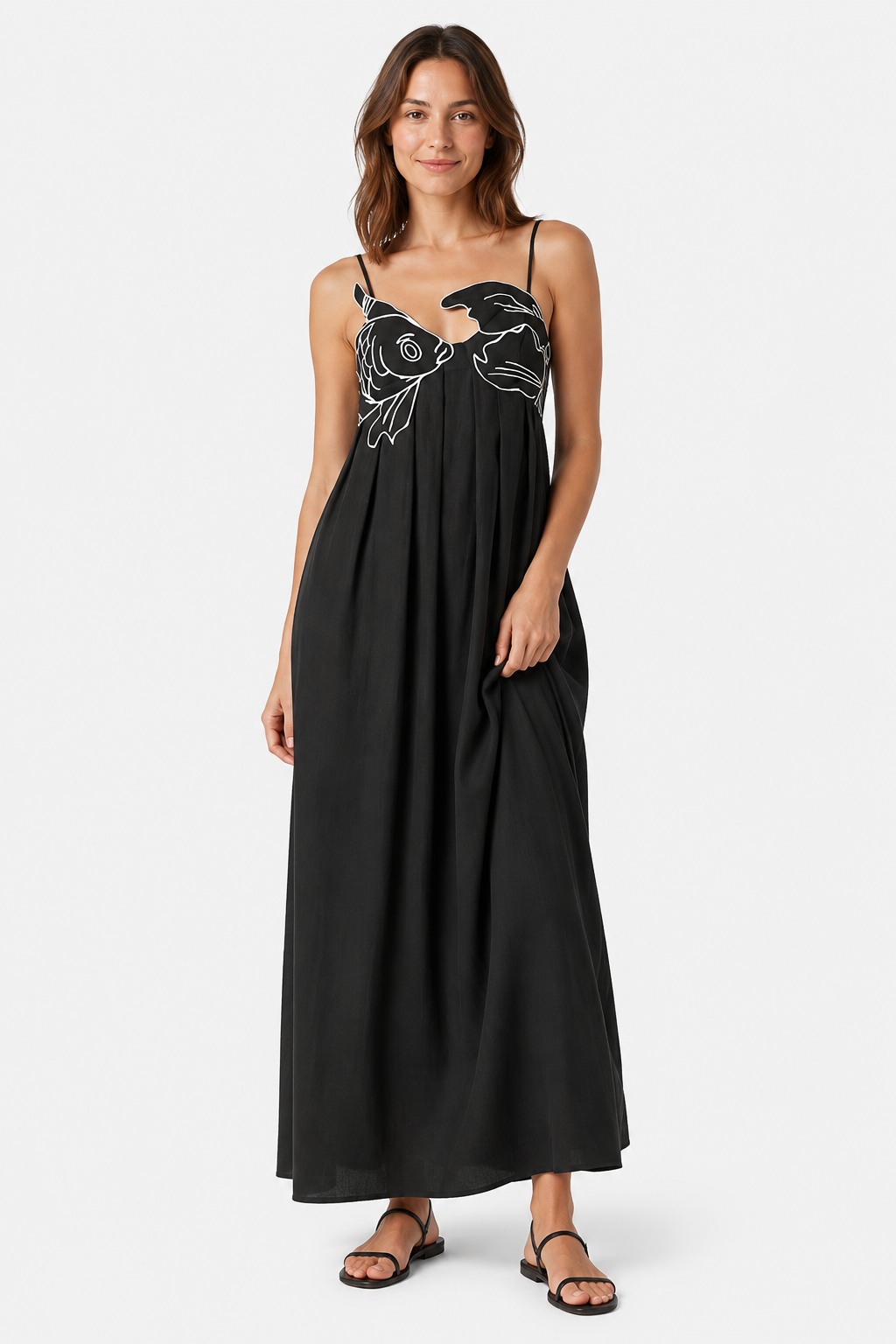 NOMU | Women's Maxi Dress – Spaghetti Strap Graphic Print Relaxed Fit Design
