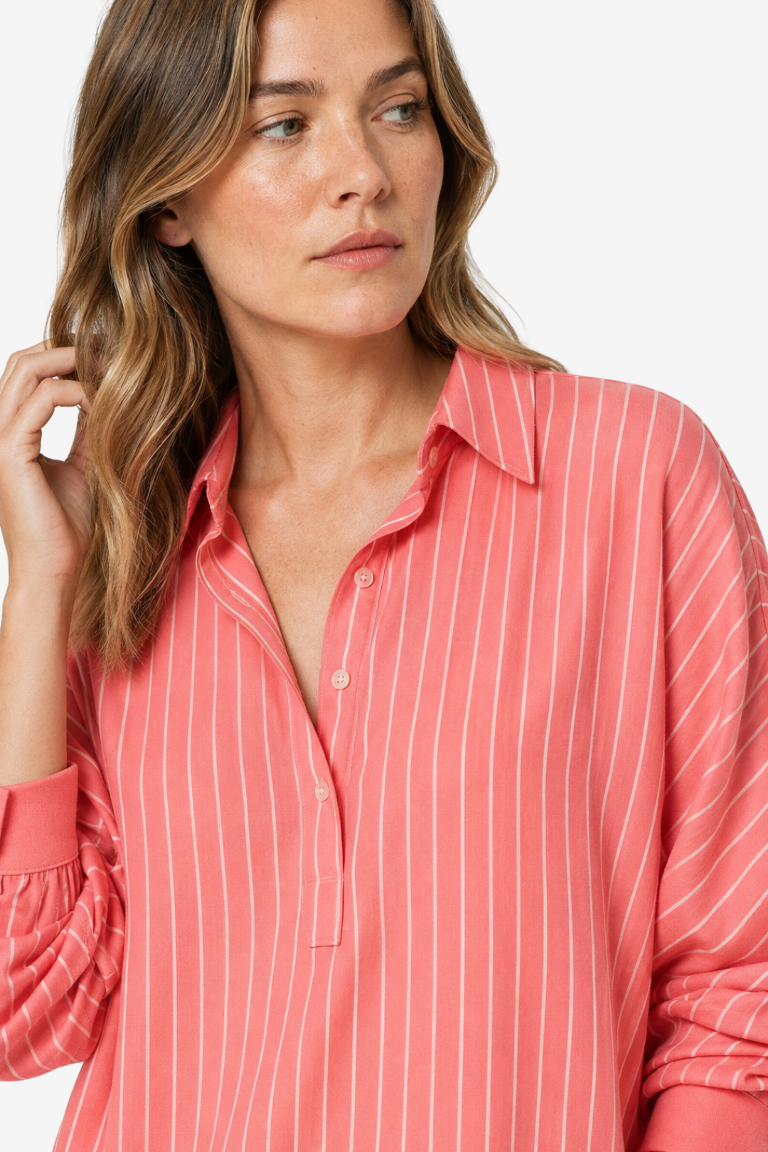 NOMU | Women’s Striped Long Sleeve Button Blouse