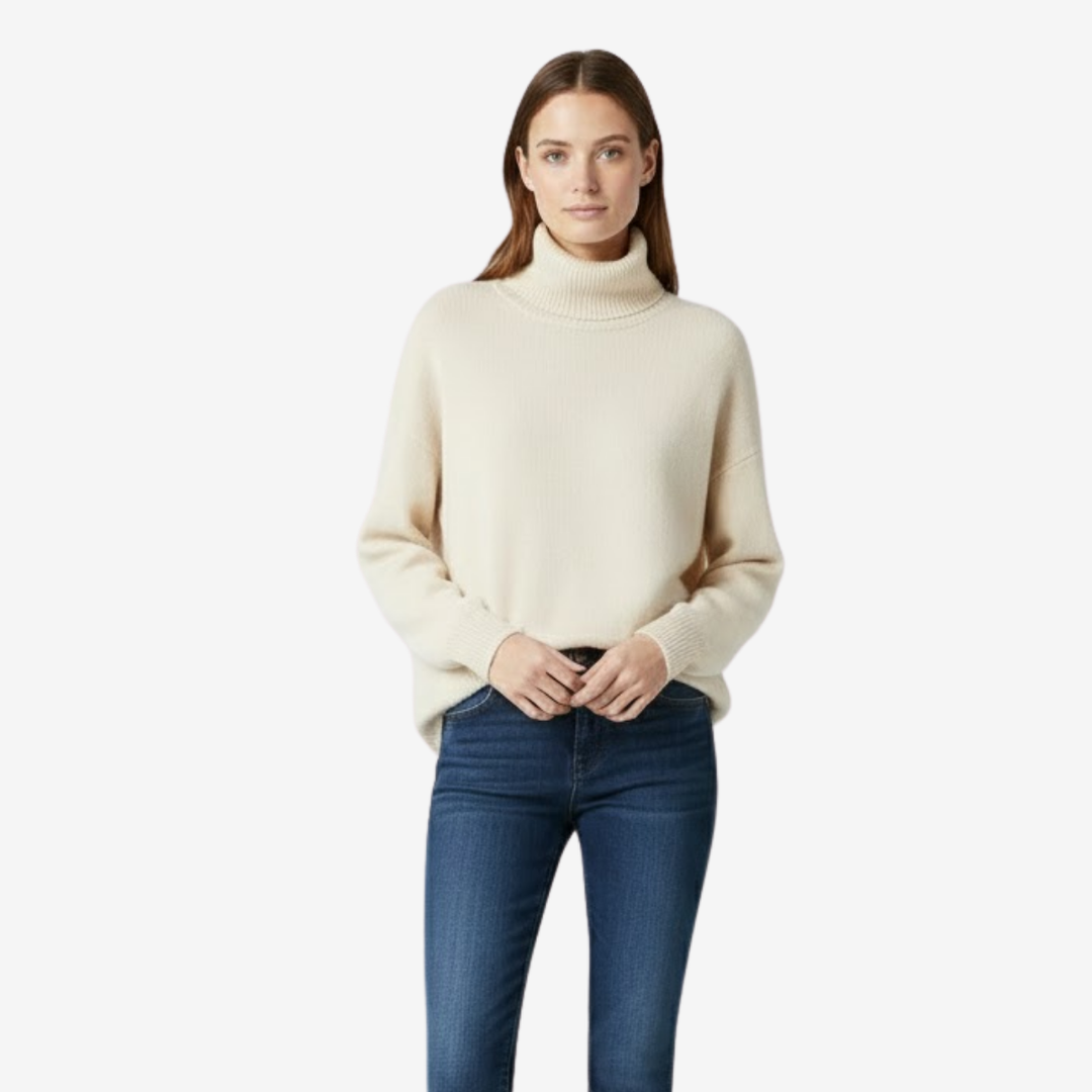 NOMU | Women's Oversized Turtleneck Sweater – Soft Relaxed Knit Pullover