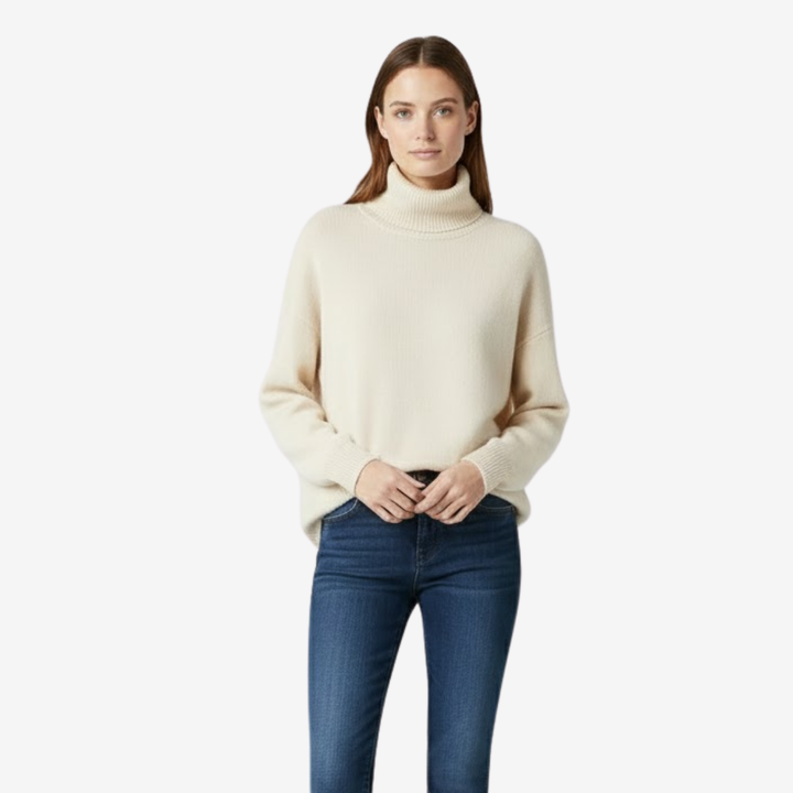 NOMU | Women's Oversized Turtleneck Sweater – Soft Relaxed Knit Pullover