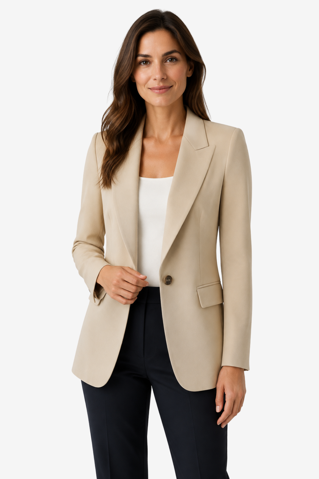 NOMU | Women's Tailored Blazer – Single Button Closure and Flap Pocket Design