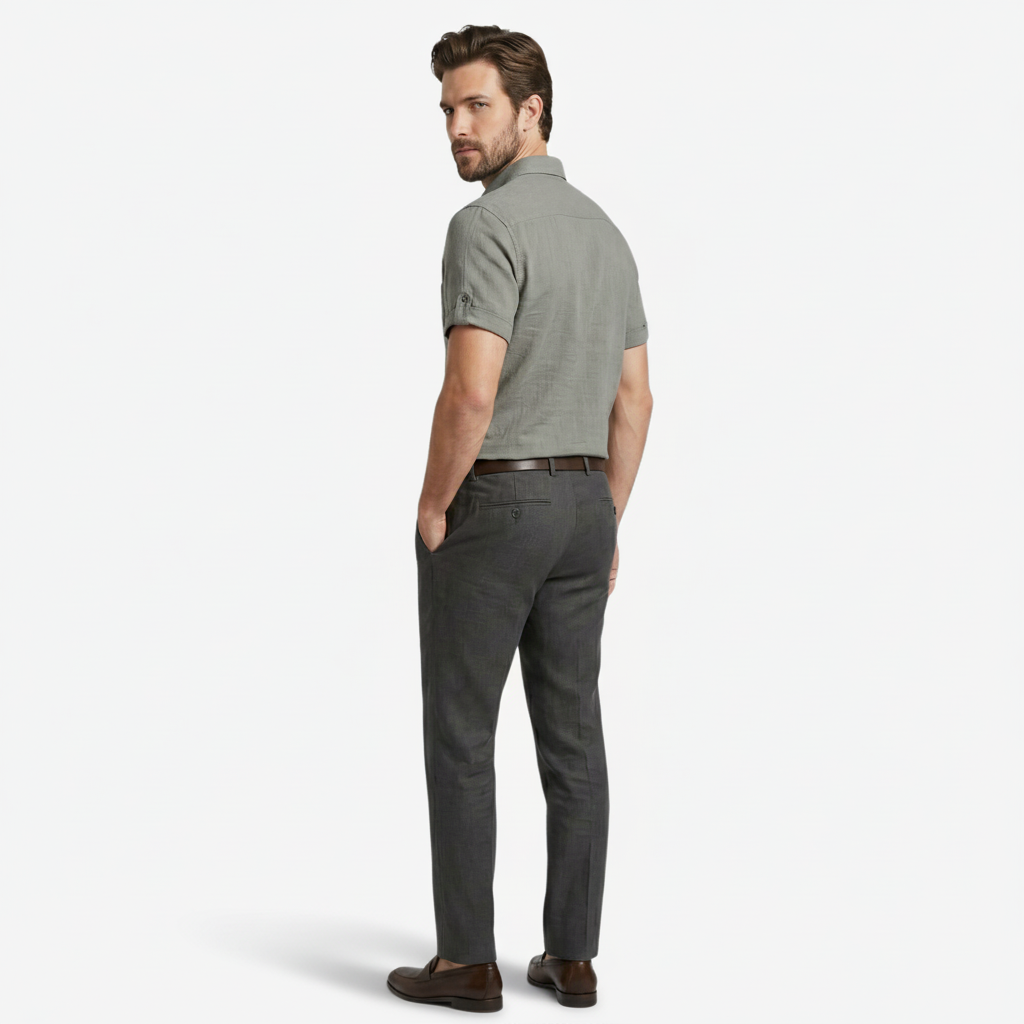NOMU | Men's Short Sleeve Linen Polo Shirt – Relaxed Smart Casual Top