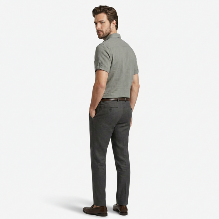 NOMU | Men's Short Sleeve Linen Polo Shirt – Relaxed Smart Casual Top