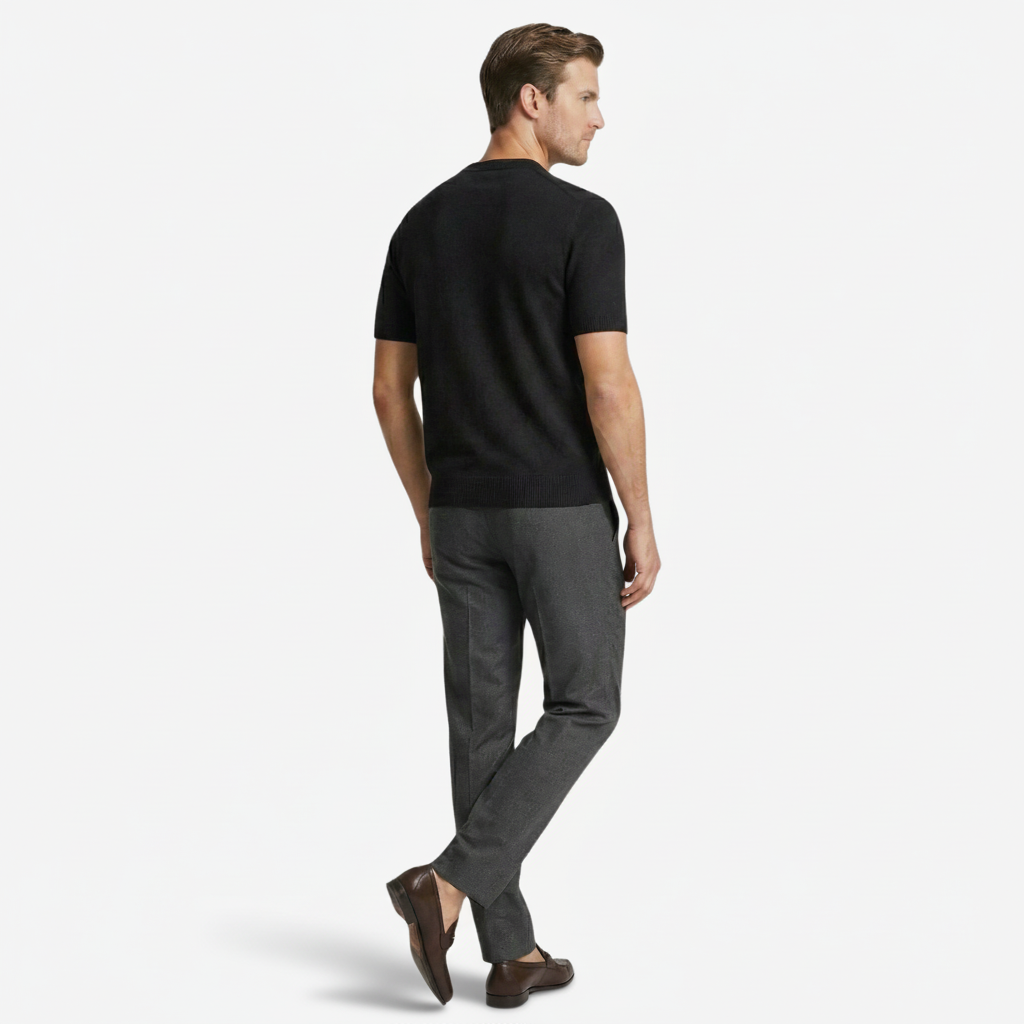 NOMU | Men's Fine Knit Crew Neck Sweater Tee – Minimalist Soft-Touch Top