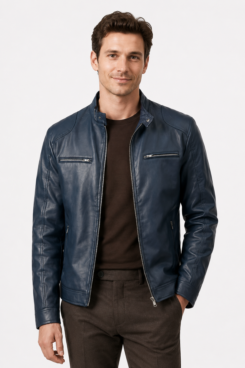 NOMU | Men's Classic Faux Leather Jacket – Minimalist Zip-Up Biker Outerwear