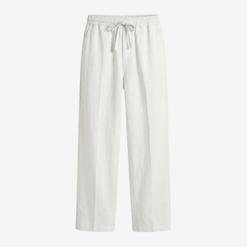 NOMU | Men's Linen Blend Pants – Elastic Drawstring Straight Leg Design