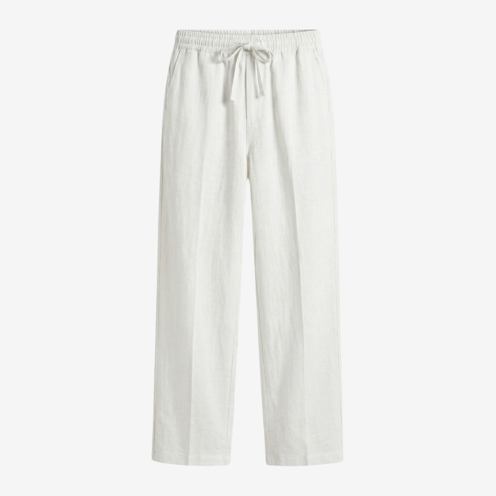 NOMU | Men's Linen Blend Pants – Elastic Drawstring Straight Leg Design