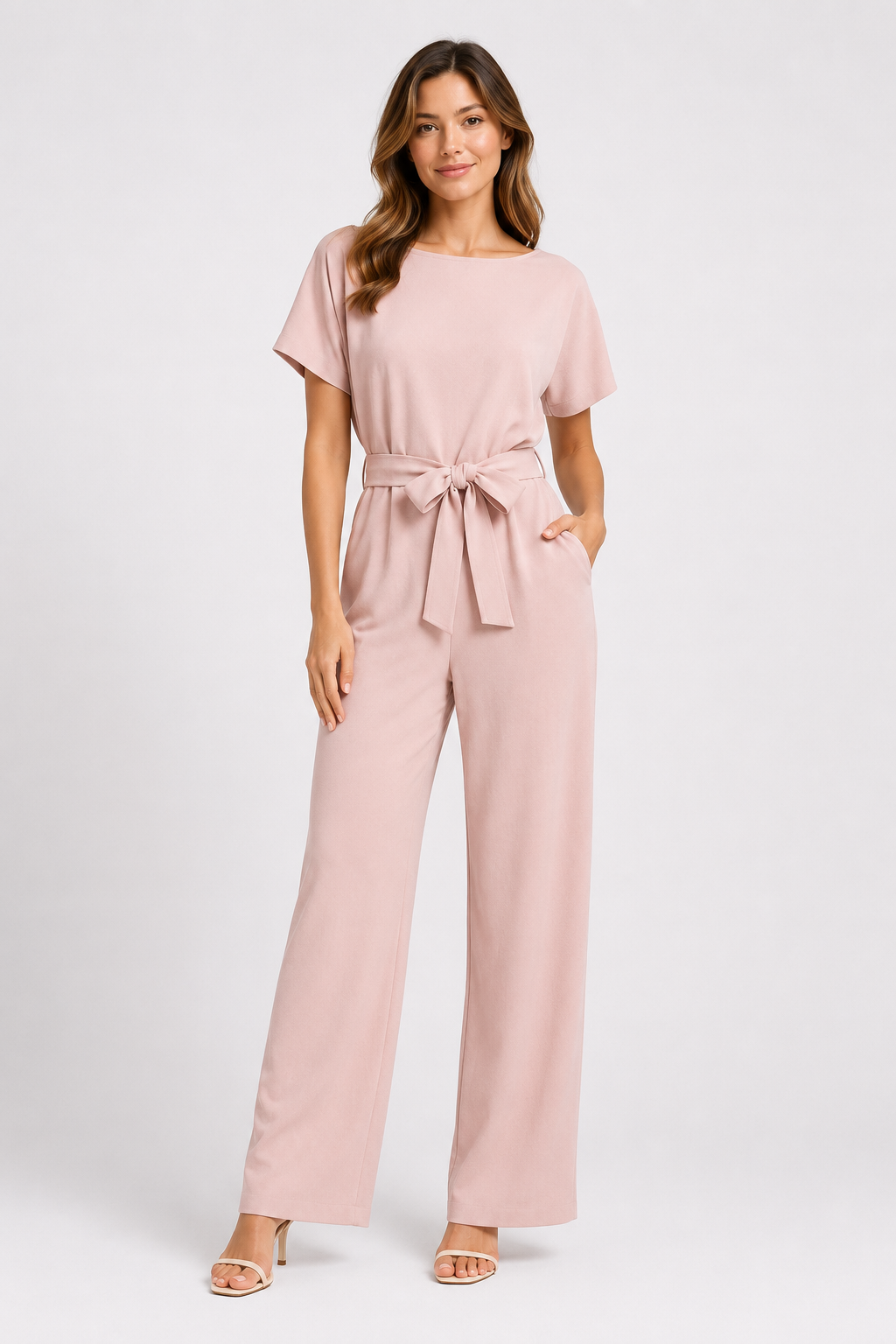 NOMU | Women's Minimalist Belted Wide-Leg Jumpsuit – Elegant Relaxed One-Piece Outfit