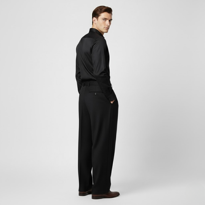 NOMU | Men's Pleated Dress Trousers – Tailored Relaxed Fit Formal Pants