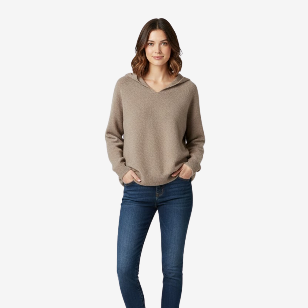 NOMU | Women's Hooded Knit Sweater – Soft Relaxed Pullover Hoodie