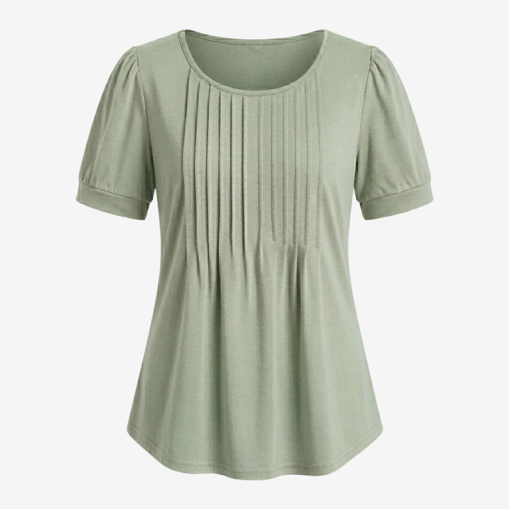 NOMU | Women’s Pleated Front Short Sleeve Blouse