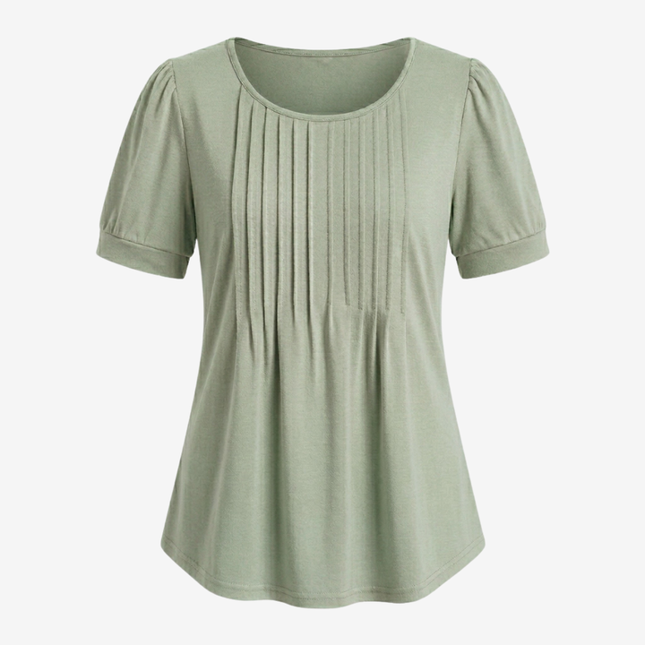 NOMU | Women’s Pleated Front Short Sleeve Blouse