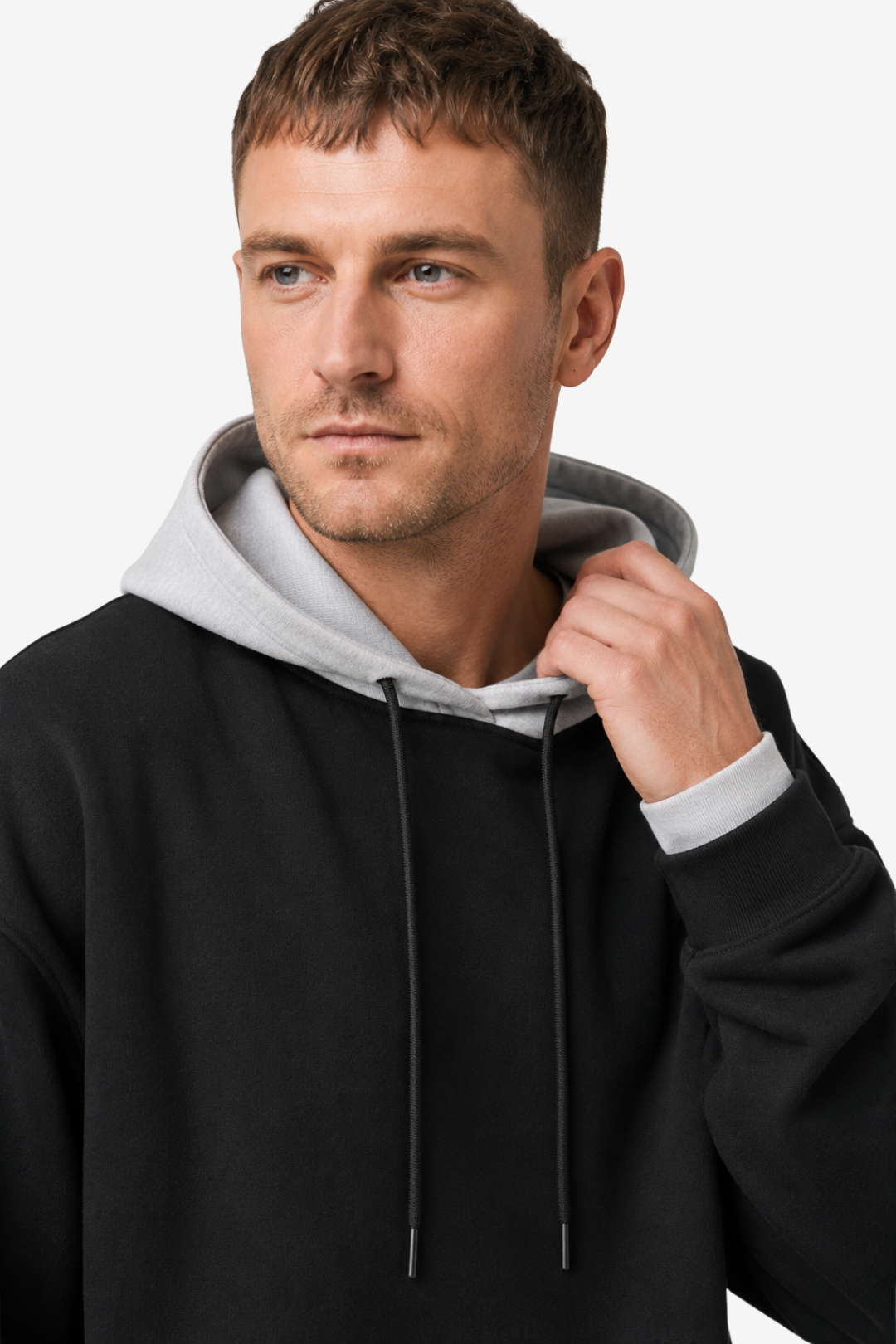 NOMU | Men's Layered Hoodie – Contrast Hood Relaxed Pullover Design