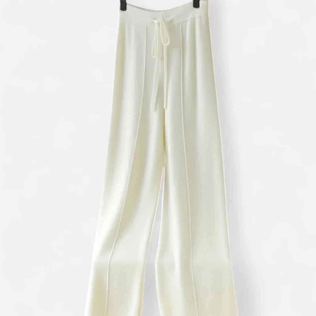 NOMU | Women's Knit Wide Leg Pants – Soft Drawstring Lounge Trousers