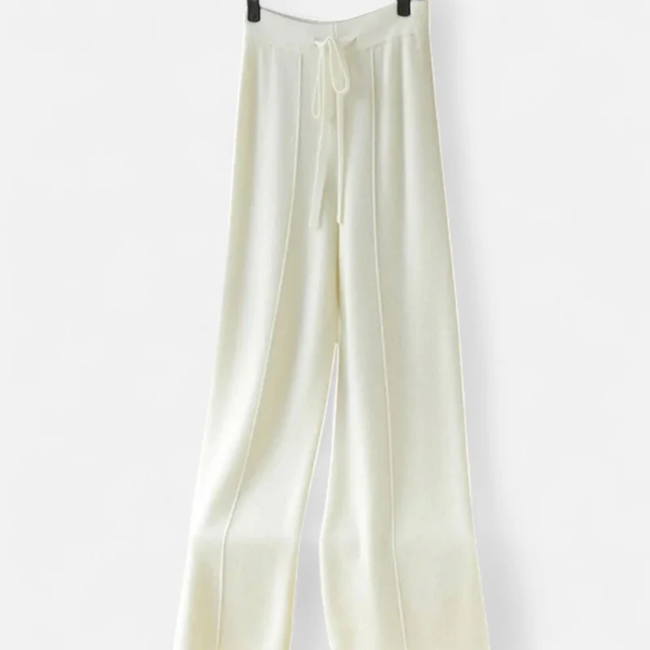 NOMU | Women's Knit Wide Leg Pants – Soft Drawstring Lounge Trousers