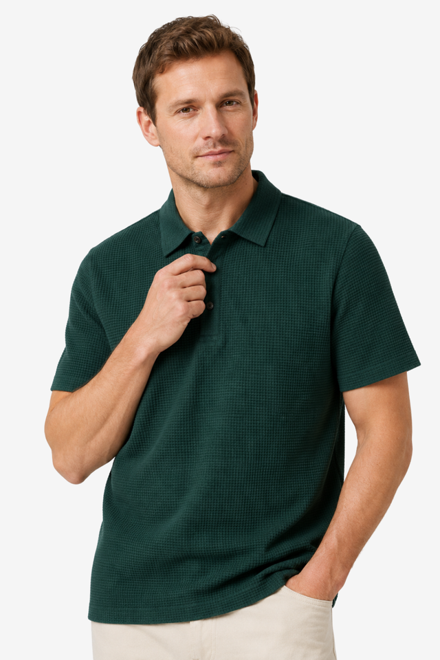 NOMU | Men's Textured Polo Shirt – Classic Short Sleeve Casual Fit