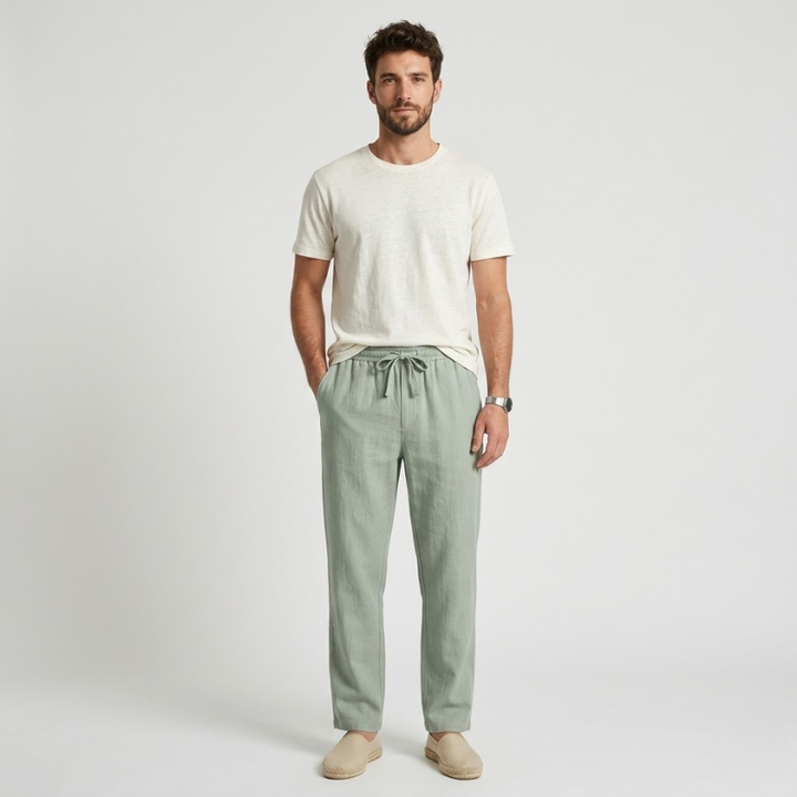 NOMU | Men's Linen Drawstring Pants – Relaxed Smart Casual Trousers