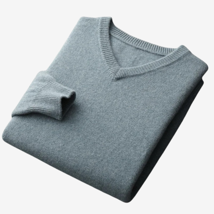NOMU | Men's V-Neck Knit Sweater – Minimalist Soft-Touch Pullover