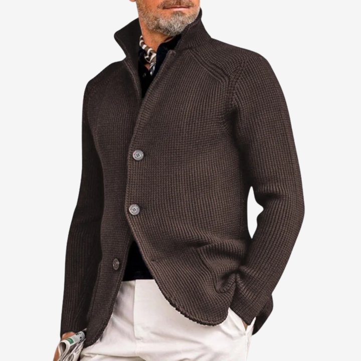 NOMU | Men's Knit Button Cardigan – Textured Smart Casual Sweater Jacket