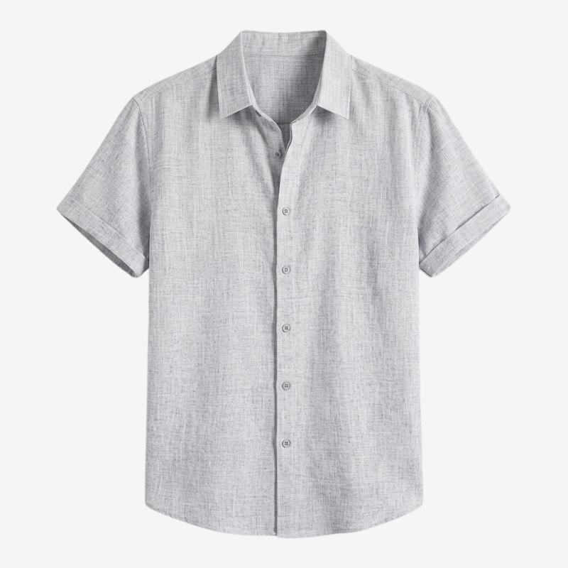 NOMU | Men's Linen Blend Shirt – Short Sleeve Casual Button Design