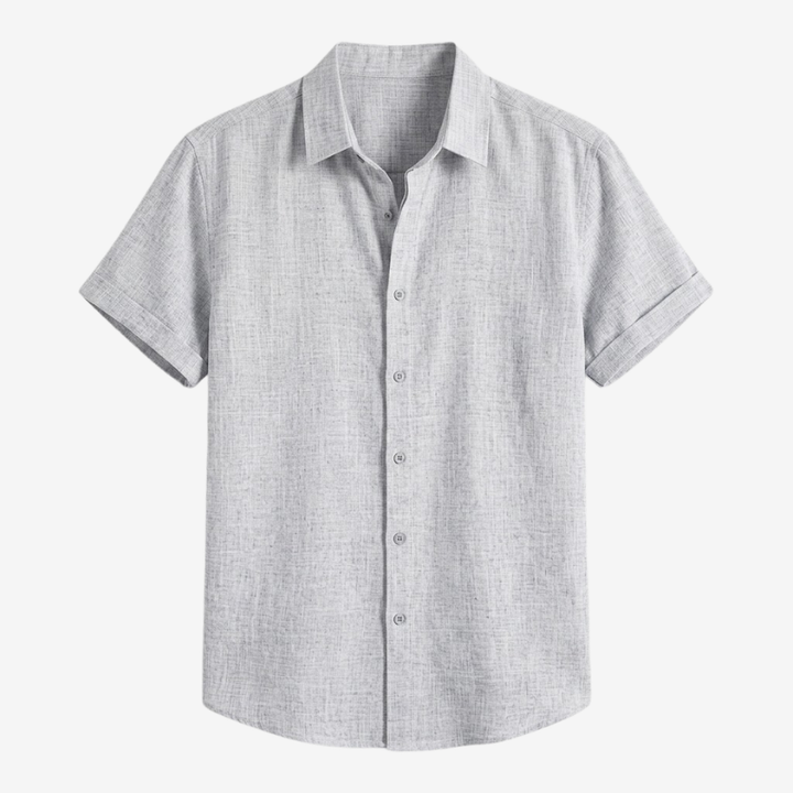 NOMU | Men's Linen Blend Shirt – Short Sleeve Casual Button Design