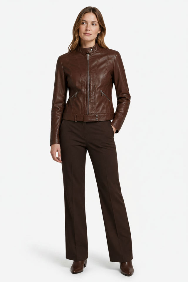 NOMU | Women’s Zippered Leather Jacket