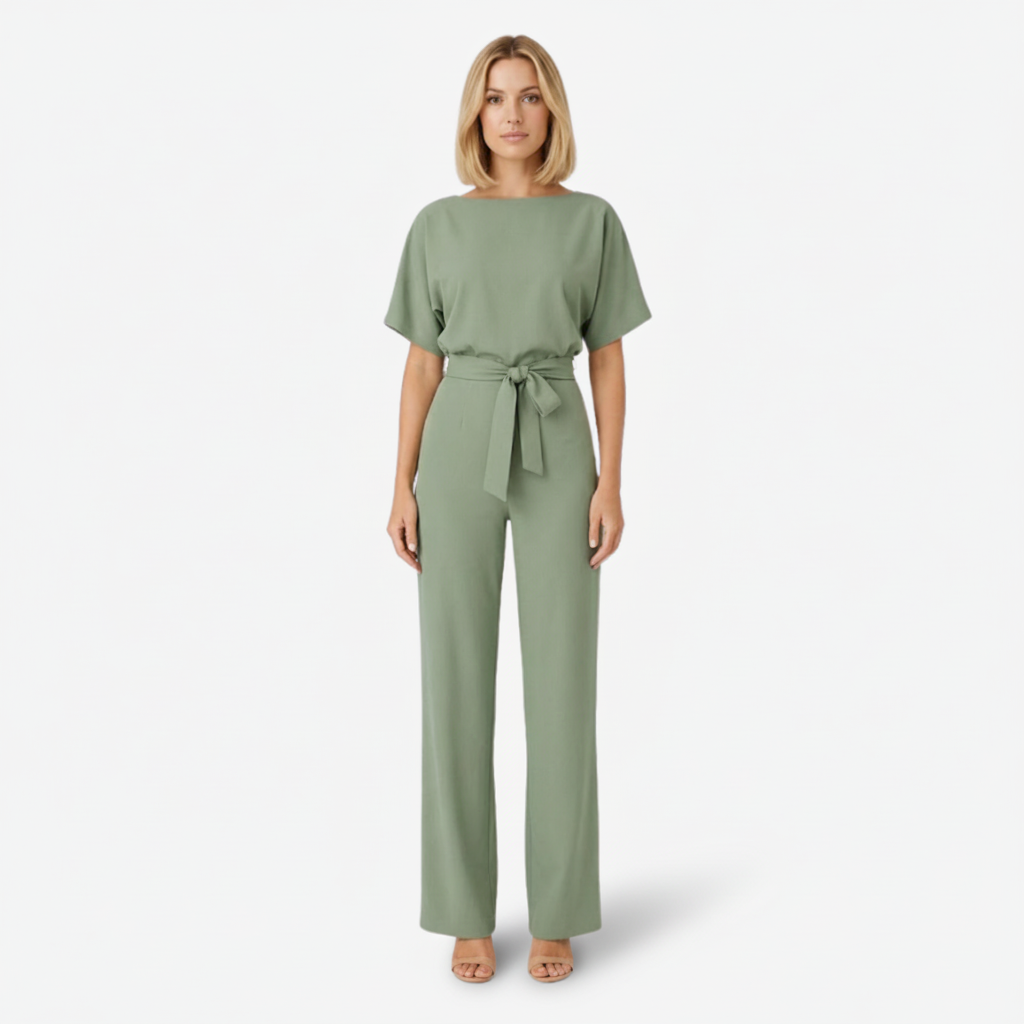 NOMU | Women's Minimalist Belted Wide-Leg Jumpsuit – Elegant Relaxed One-Piece Outfit