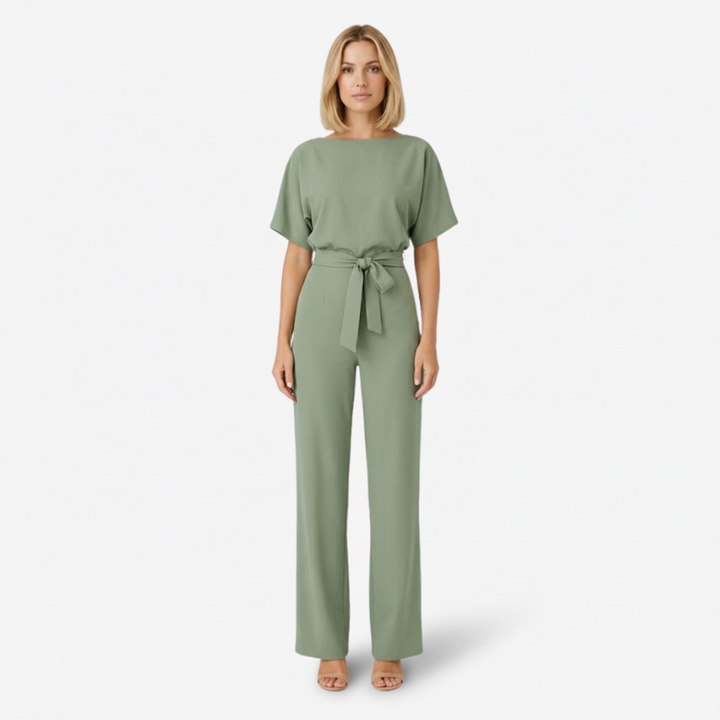 NOMU | Women's Minimalist Belted Wide-Leg Jumpsuit – Elegant Relaxed One-Piece Outfit