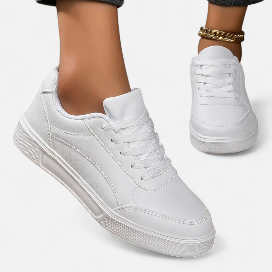 Women’s Lace-Up Sneakers – Golden Elegance
